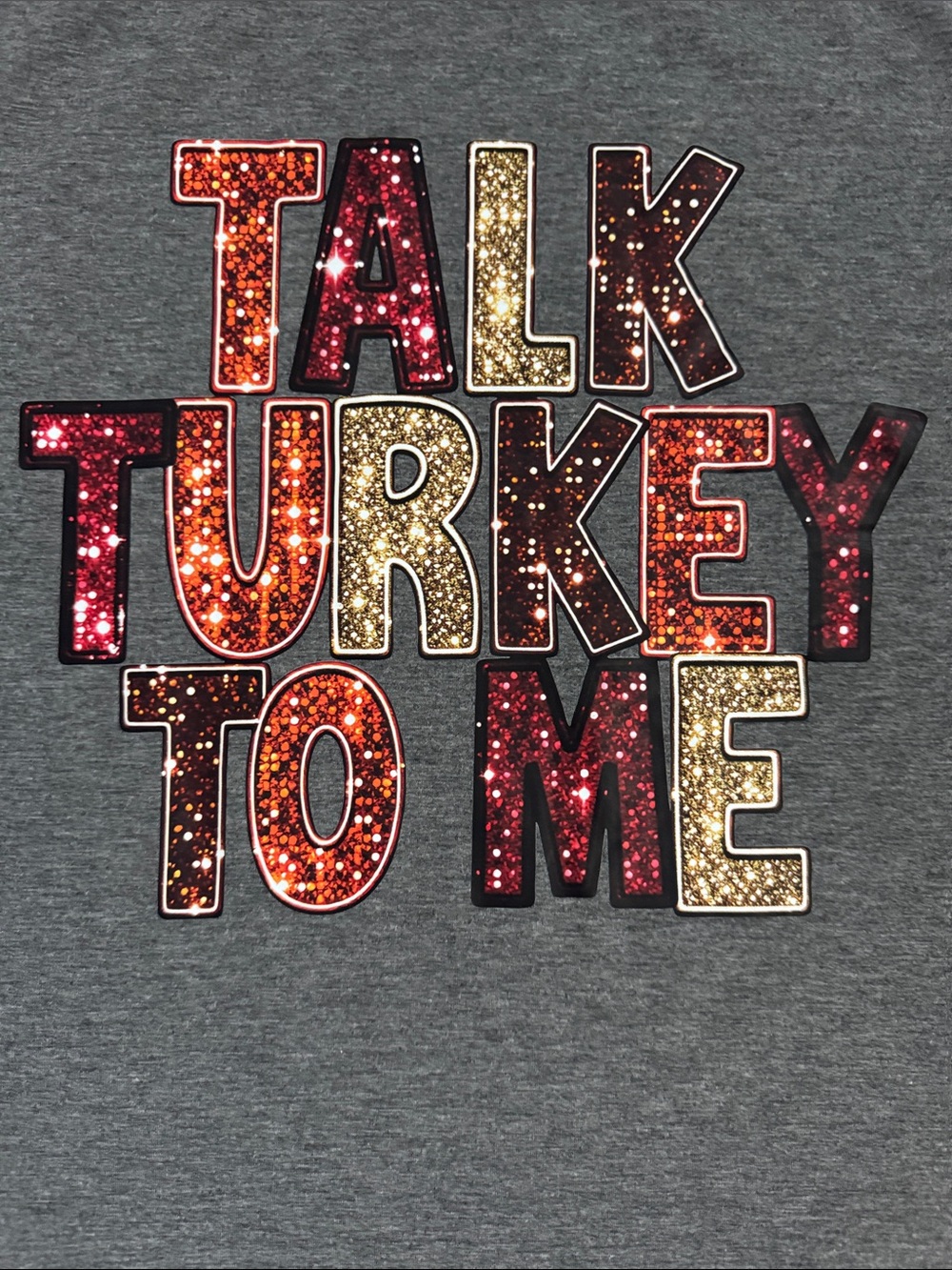 NWOT THANKSGIVING Graphic Tee  Gray Women's XL with 'Talk Turkey To Me' - Picture 2 of 8